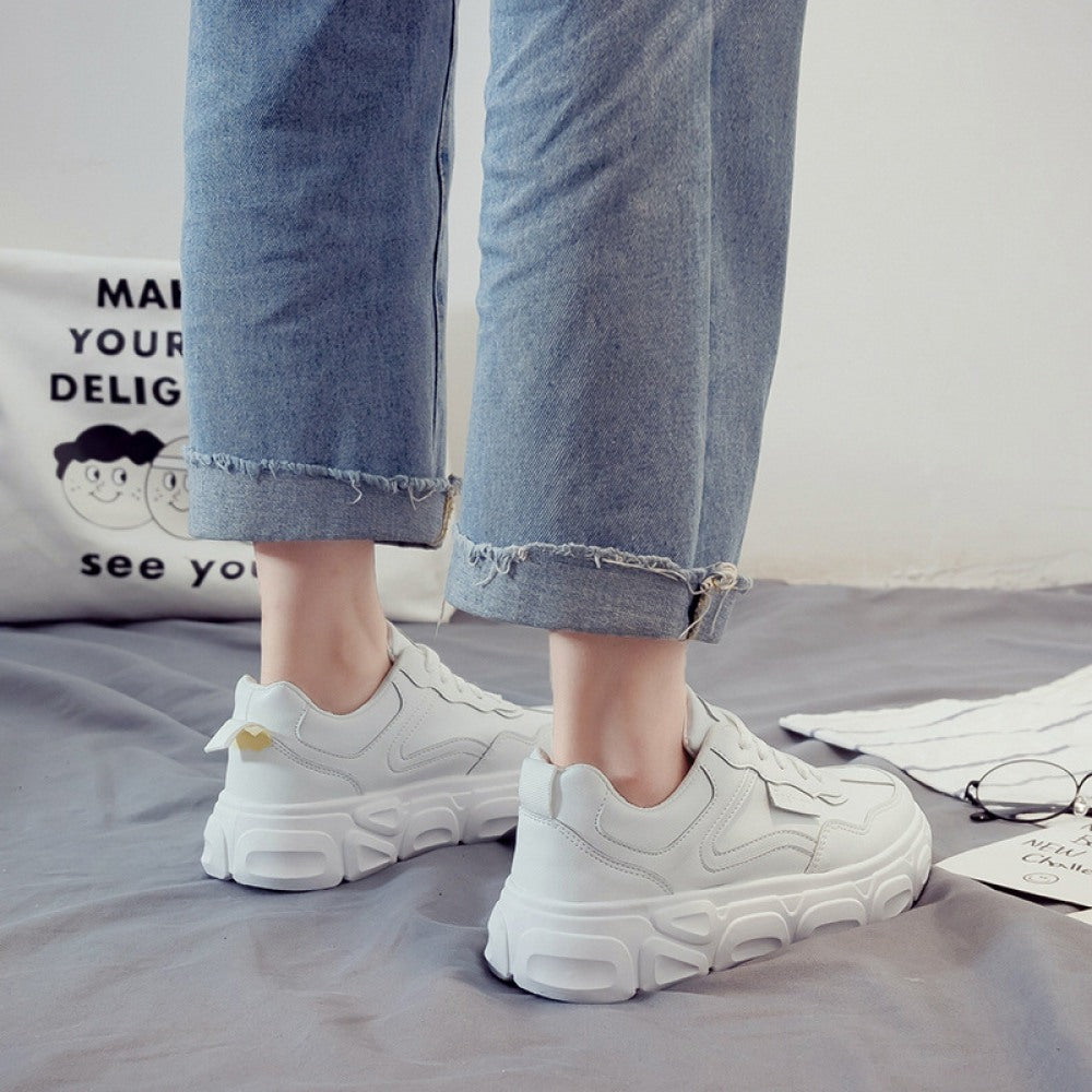 Women's White Running Increased Sports Casual Shoes