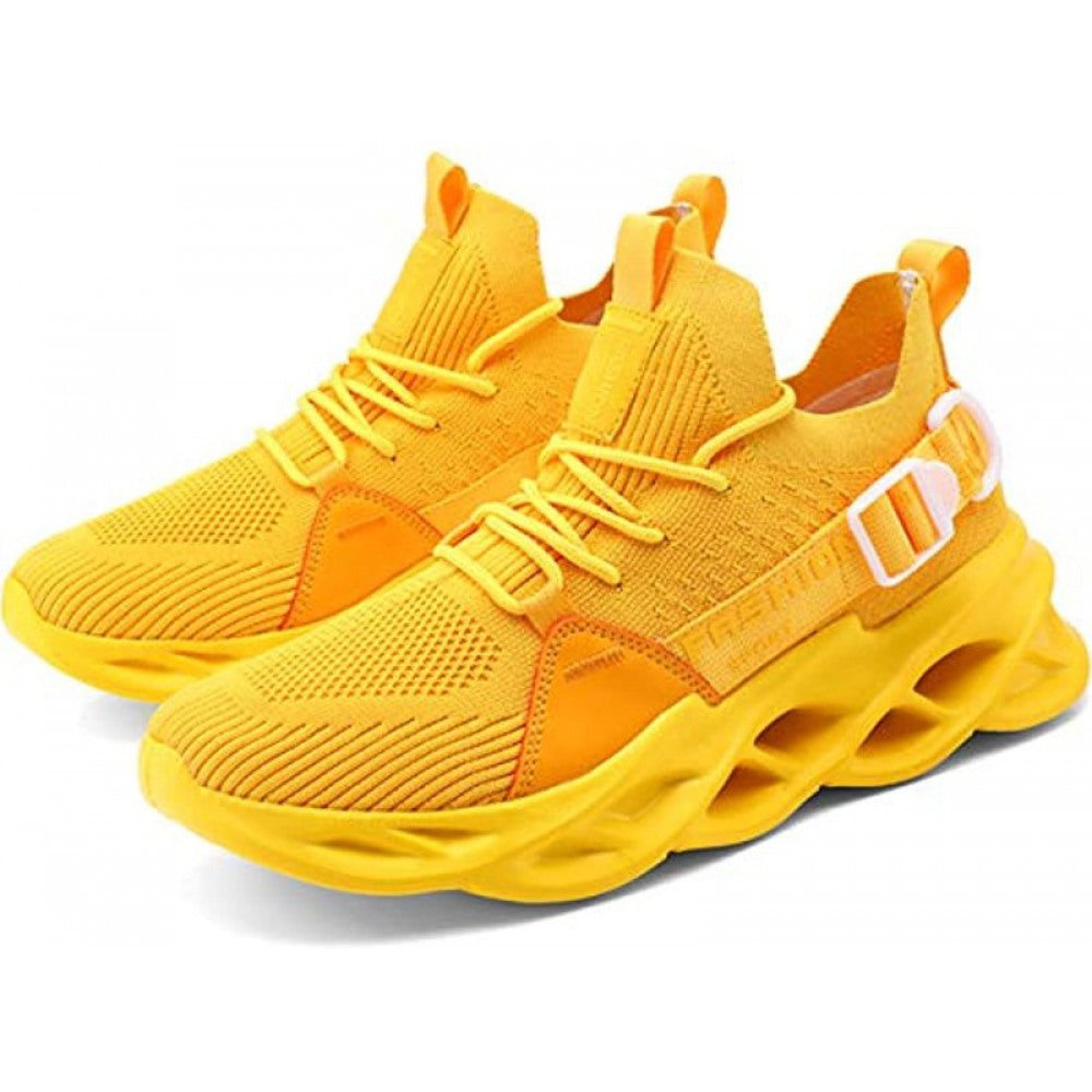 Men's Stylish Yellow Breathable Blade Running Shoes