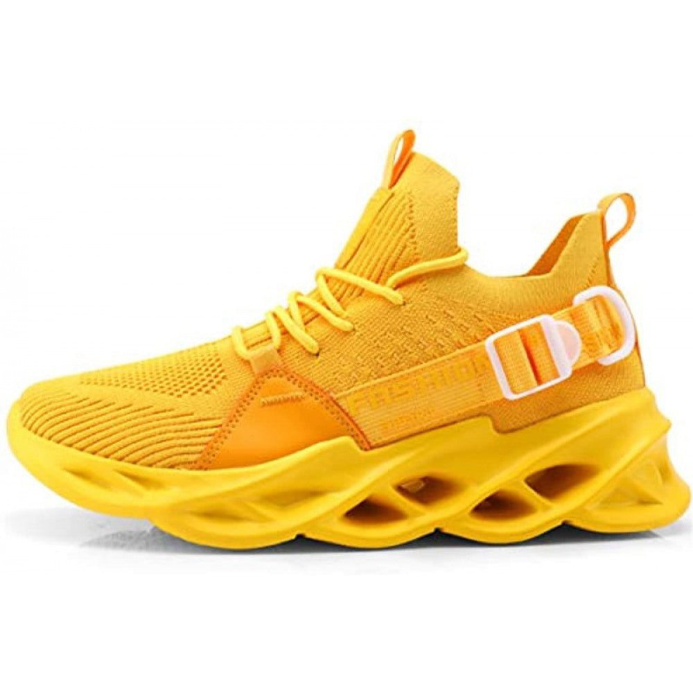 Men's Stylish Yellow Breathable Blade Running Shoes