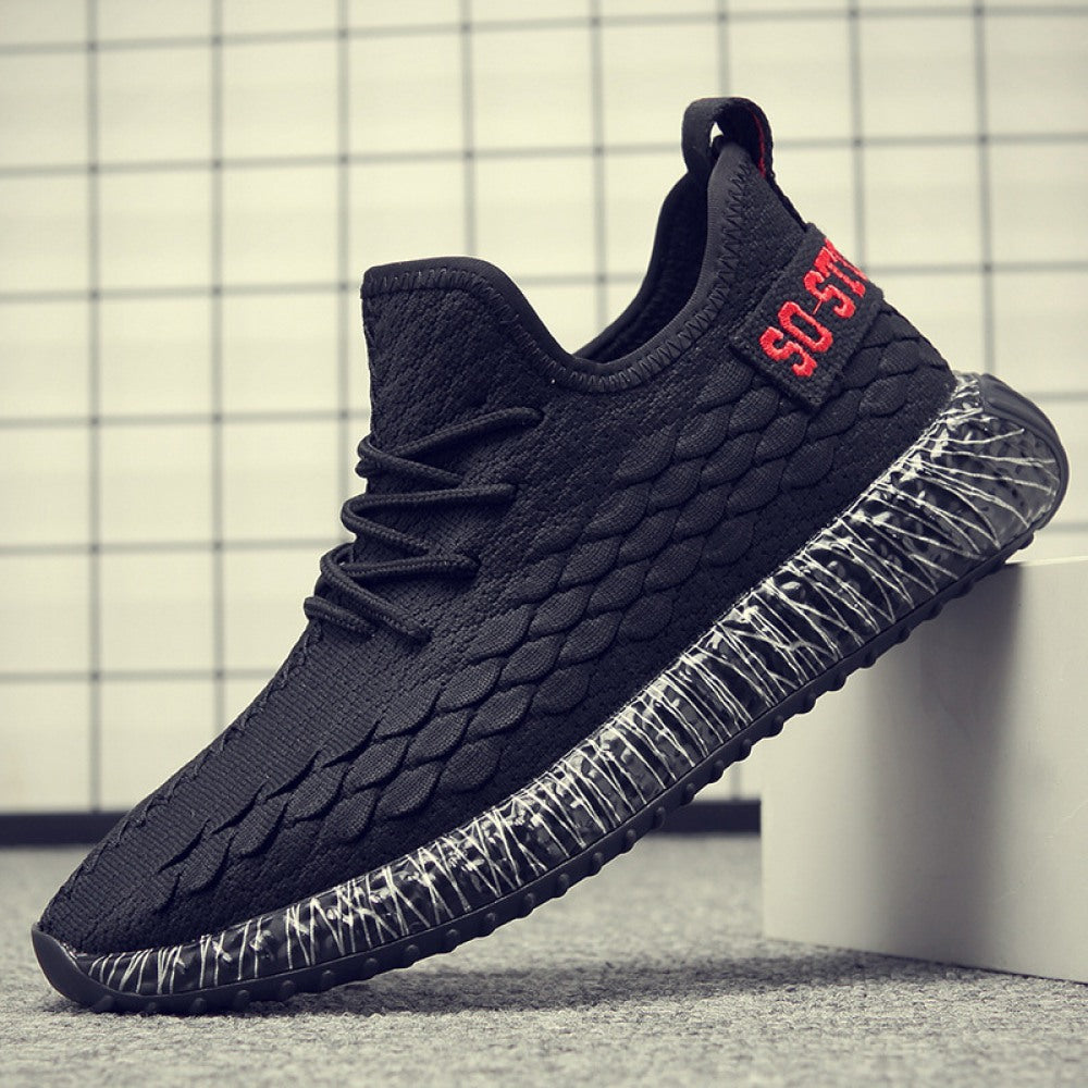 Men's Spring New Lightweight Breathable Black Casual Running Sneakers