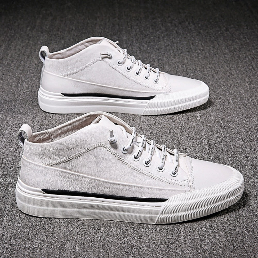 Men's Leather Trendy White Casual Shoes