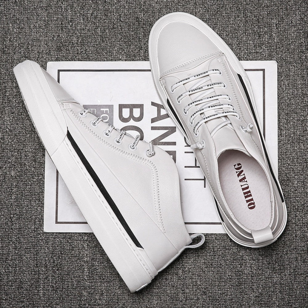 Men's Leather Trendy White Casual Shoes