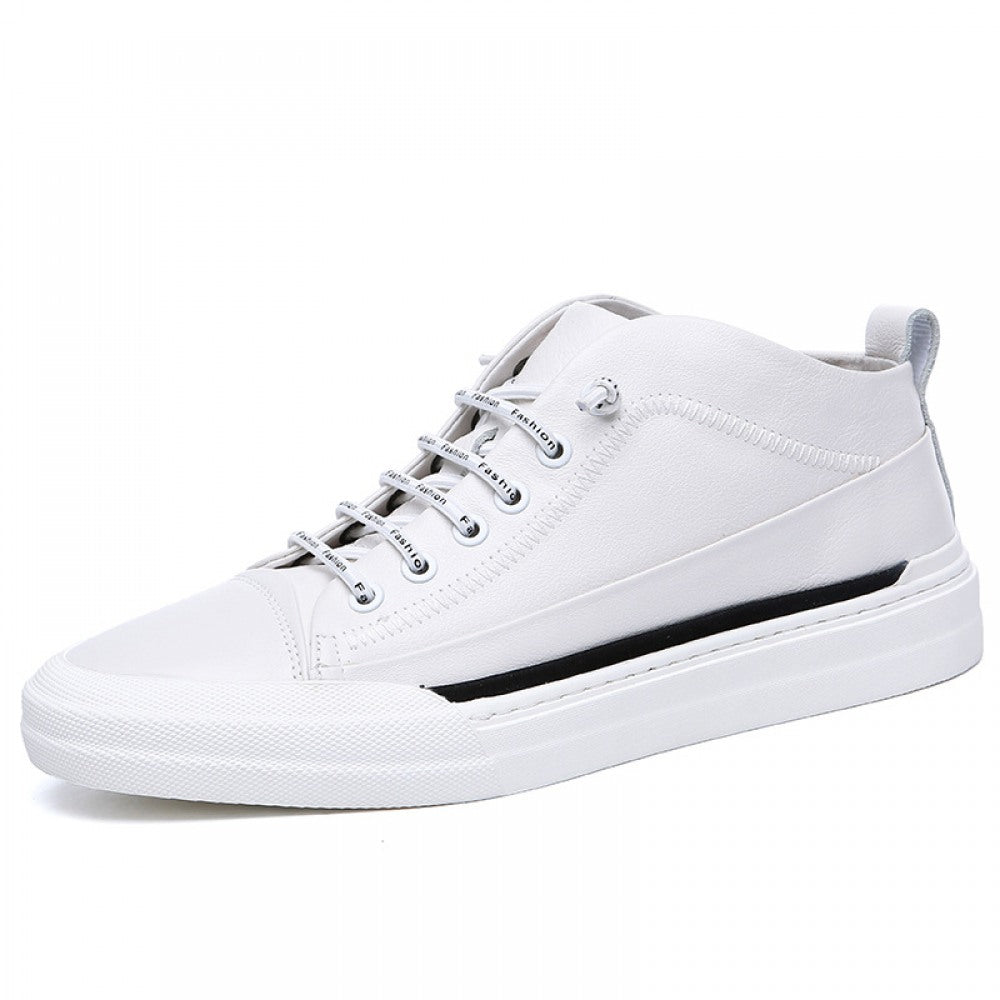 Men's Leather Trendy White Casual Shoes