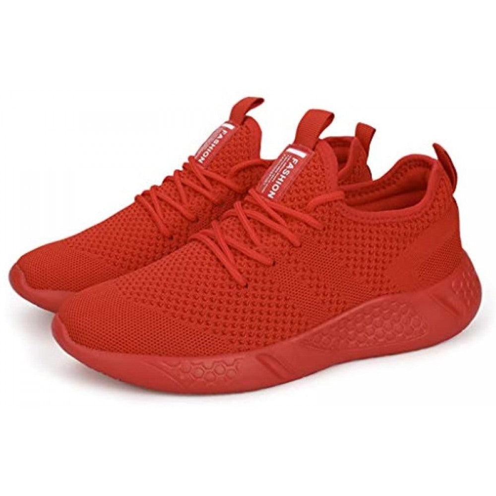 Men's Lightweight Red Lace-Up Casual Walking Shoes