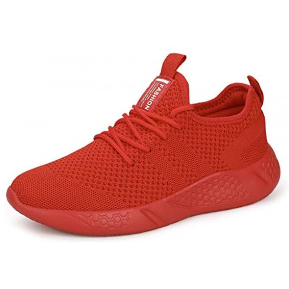 Men's Lightweight Red Lace-Up Casual Walking Shoes