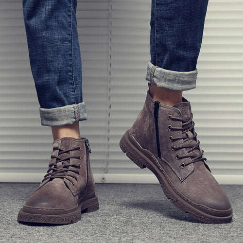 Men's High-Top Trendy Tooling Leather Martin Boots